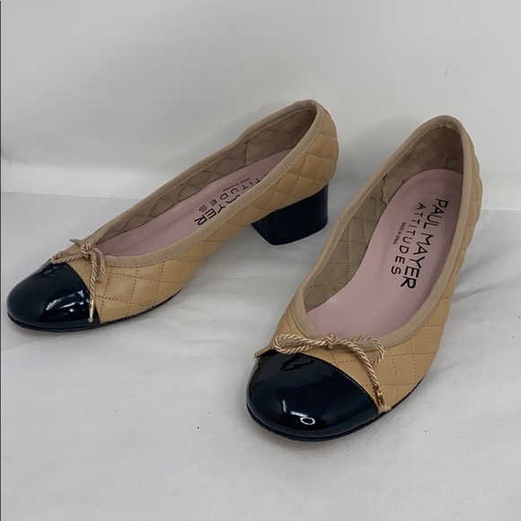 Paul Meyer Attitudes 5.5M Nude Quilted Low Heels - Picture 1 of 10